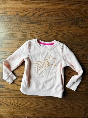 🍭6/$30 Cat & Jack Pink Crew Neck Fleece Lined Girl’s Gold Star Sweatshirt - 4T